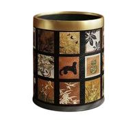 YunJove Basurero de Hogar para Cocina Dormitorio Baño Y Oficina Cesta de Basura Elegante Recipiente de Desechos con Diseño Artístico Y Base Antideslizante Ade, Pintura de Oro, tal como se describe