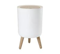 YunJove Cubo de Basura de Pie Alto con Tapa con Presión Papelera de Escritorio Estilo Nórdico Cubeta de Residuos de Material Resistente PP Útil para Hogar Sal, Pata desmontable redonda