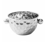 YunJove Ensaladera de Acero Inoxidable Martillado con Asas Funcional para Preparar Ensaladas Mezclar y Servir Frutas en de Buffet Adecuada para Cocineros Fiestas en Casa, Plata, 14CM
