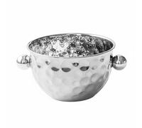 YunJove Ensaladera de Acero Inoxidable Martillado con Asas Funcional para Preparar Ensaladas Mezclar y Servir Frutas en de Buffet Adecuada para Cocineros Fiestas en Casa, Plata, 22CM