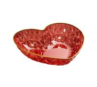 YunJove Frutero para Frutas Verduras Snacks Postres Corazón Moderno Material PET Bandeja Decorativa para Hogares Cafeterías Sala Decoración, Rojo, Individual