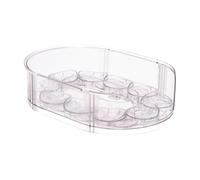 YunJove Organizador Huevos con Base Giratoria bajo bajo Portahuevos con Sopors Individuales Ahorrador Espacio para Encimera Cocina, Transparente, Transparente+Sencillo