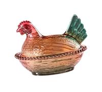 YunJove Plato de Cristal con Forma de en Nido Y Tapa, para Dulces, Decoración de Mesa, Oficina, Aperitivos, Adorno de Escritorio, Plato para, Cabeza Roja, Individual