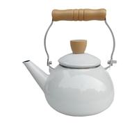 YunJove Tetera de Esmalte Hervidor de Agua Tetera de Café Olla para Leche Calentador de Agua Función Resistente Al Adecuado para Hogar Oficina Camping R, Blanco, Individual