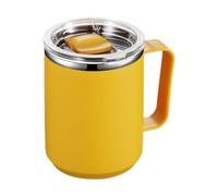 YunJove Vaso Térmico de Acero Inoxidable con Asa Y Tapa Deslizante Taza de Café Aislada Taza para Bebidas Frías Y Calientes con Doble Pared Resistente a, amarillo, tal como se describe