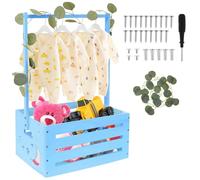 Yunlaishaocer Cesta de madera para bebé con asa, cesta para bebés recién nacidos con ramas de plantas trepadoras verdes, cesta cambiadora, cajas de madera para ducha infantil, regalos para el embarazo