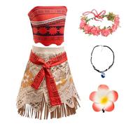 Yunlaishaocer Disfraz Carnaval Niña 2-6 Años, Disfraz Hawaiana Niña con Collana, Corona di Fiori e Fermaglio per Capelli, para Halloween, Carnaval y Fiestas de Cumpleaños (120 CM)