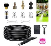 Yunlaishaocer Juego de manguera de limpieza de tuberías (15 m, 400 bar, 140 °C, universal, con adaptador y boquillas, para Kränzle Kärcher K2-K7, para obstrucción y limpieza del desagüe)