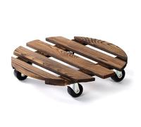 Yunlaishaocer Soporte para plantas redondo de 30 cm, 1 unidad para exteriores e interiores, tabla para plantas, madera, soporte para flores, posavasos con ruedas, capacidad de carga de 100 kg