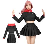 Yunlaishaocer Yuji Itadori Disfraz de cosplay, JJK Anime Cosplay, uniforme escolar Yuji Itadori con capucha, uniforme escolar para mujer, anime corto para Halloween, carnaval, fiesta, negro, L