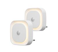 YUNLEX 2 Piezas Luz de Noche Enchufable con Sensor de Movimiento, 3 Modos de Sensor, Luz de Noche Regulable para niños, Escalera, Dormitorio, Cocina, Baño, Blanco Cálido