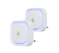 YUNLEX 2 Piezas Luz de Noche Enchufable con Sensor de Movimiento, 3 Modos de Sensor, Luz de Noche Regulable para niños, Escalera, Dormitorio, Cocina, Baño, Azul