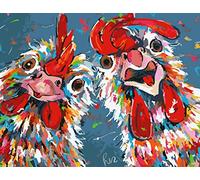 YUNLINZI Pintura por números Pared Arte Lienzo Abstracto Animal Image Home Decor Crazy Chickens Para niños y adultos principiantes, 40X50CM-QZ1766
