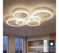 YUNLONG Lámpara de Techo Inteligente LED 6 Anillos, Plafón WiFi Compatible con Alexa y Google Home, App Tuya/Smart Life, Regulable 40W 4000LM con Memoria, para Salón y Dormitorio, Blanco