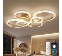 YUNLONG Lámpara de Techo Inteligente LED 6 Anillos, Plafón WiFi Compatible con Alexa y Google Home, App Tuya/Smart Life, Regulable 40W 4000LM con Memoria, para Salón y Dormitorio, Dorado