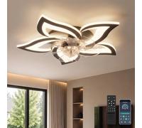 YUNLONG Ventilador Techo con Luz y Mando a Distancia Silencioso Negro Lampara Ventilador Techo Dormitorio Motor DC Reversible Memoria Regulable Plafon Led Ventilador con 6 Velocidades Verano Invierno