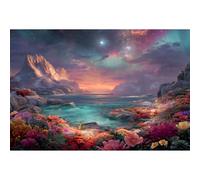 Yunlus Puzle para adultos, 1000 piezas, imposible, difícil, desafiante, rompecabezas, para adolescentes, montaña, mar, océano, flores, galaxia, paisaje nocturno, 1000 piezas, 71,1 x 50,8 cm