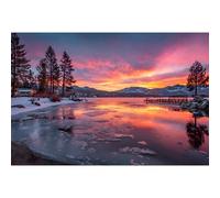 Yunlus Rompecabezas para adultos, 1000 piezas, imposible, difícil, desafiante, para adultos, adolescentes, escena de nieve en el lago, paisaje, puesta de sol, 1000 piezas, 28 x 20 pulgadas