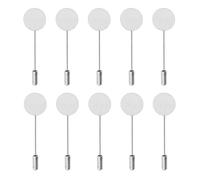 Yunmeryker 10 Piezas Broche de Solapa Alfiler Broche con Bandeja Base Pasador de Solapa Pin para Flores Manualidades Adecuado para Hombres Mujeres Decora, Plata 5.6cm Largo 1.5cm diámetro