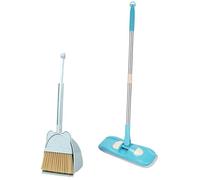 Yunmeryker 2 Piezas Escoba para Niños Kit de Limpieza Juguete Infantil Recogedor Herramientas Domésticas Material Seguros Adecuado para Juegos de rol Actividades, Azul