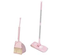 Yunmeryker 2 Piezas Escoba para Niños Kit de Limpieza Juguete Infantil Recogedor Herramientas Domésticas Material Seguros Adecuado para Juegos de rol Actividades, Rosa