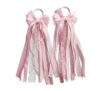 Yunmeryker 2 Piezas Lazo para Bota Encanto Occidental Cinta Satinada Perla Colgante Decoración Accesorio Calzado Adecuado para Nupcial Fiesta, Rosa Claro