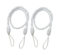 Yunmeryker 2 Piezas Sujetadores para Cortinas Amarres de Cuerda Sujetadores de Cortinas con Nudo de Poliéster Soporte sin Necesidad de Taladrar Adecuado para, Blanco 1, 70cm