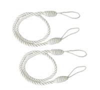 Yunmeryker 2 Piezas Sujetadores para Cortinas Amarres de Cuerda Sujetadores de Cortinas con Nudo de Poliéster Soporte sin Necesidad de Taladrar Adecuado para, Blanco 2, 70cm