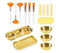 Yunmeryker 21 Piezas Surtido de Faciales Brochas Esponjas Aplicadores Cosméticos Herramientas para Mezclar Mascarillas Función Organización Acero, Oro