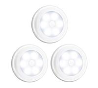 Yunmeryker 3 Piezas Luz de de Movimiento Luz de Noche Portátil Luz Led para Interior Lámpara de Inducción de Cuerpo Humano Función Automática con, Blanco luz blanca