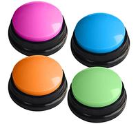Yunmeryker 4 Piezas Botón de Comunicación Juego de Botón Grabable Timbre de Sonido Diferente Material Plástico Adecuado para Aprendizaje Interactivo Mas, a