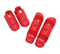 Yunmeryker 4 Piezas Espinilleras Protector Empeine Piernas Equipo Taekwondo Construcción Flexible Y Duradera en Una Sola Pieza Adecuado para Jóvenes Y Adultos en, Rojo, L