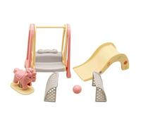 Yunmeryker 6 Piezas Casa de Muñecas Columpio Tobogán Caballo Microfiguras Fútbol Material Adecuado para Niños Exhibición de