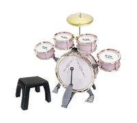 Yunmeryker Batería Infantil Kit de Tambores para Niños Instrumento Musical Educativo de Percusión Juguete Interactivo con Asiento Hecho en PP Adecuado para Apren, Rosa