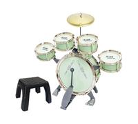 Yunmeryker Batería Infantil Kit de Tambores para Niños Instrumento Musical Educativo de Percusión Juguete Interactivo con Asiento Hecho en PP Adecuado para Apren, Verde