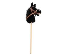 Yunmeryker Caballo de Juguete Hobby Horse Palo con Sonidos de Mango de Madera Robusto Forma de Caballo de Peluche con Ruedas Adecuado para Juego, Negro sin Rodillo