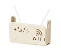 Yunmeryker Caja para Router, Soporte de Pared sin Taladros, Organizador de Cables con Aberturas, Estante de Almacenamiento con Diseño Felino, Albaricoque