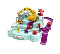 Yunmeryker Carro de Juegos de Riel Educativo Mecánico Y Manual Set de Vehículos de Juguete de Plástico Adecuada para Niños Estimulación Cognitiva, Aventura de Camiones