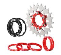 Yunmeryker Cassette de Velocidad Simple Bicicleta Rueda Dentada Engranaje Piñón Convertidor Espaciador Acero Antióxido Adecuado para Reparación Y Personalización, Rojo