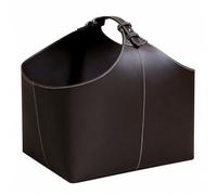 Yunmeryker Cesta de Almacenamiento de PU con Manijas, Cesto Moderno para Leña, Mantas y Juguetes, 37x31,5x36cm , Marrón