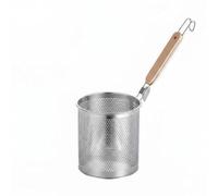 Yunmeryker Colador de Acero Inoxidable Cesta Escurridor para Pasta Filtro de Cocina Mango de Madera con Gancho Resistente al Indicado para Hogar Restaurante, 20CM, Mango De Madera Tipo B