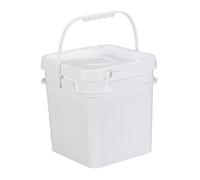 Yunmeryker Cubeta Cuadrada Organizador Multifuncional Recipiente con Asa Y Tapa Gruesa Fabricado en PP Adecuado para Almacenamiento de Agua Pintura Herramientas, Blanco, Individual