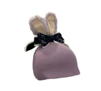 Yunmeryker Cubierta para Casco de Esquí Protector Decorativo de Casco de Snowboard Accesorio de Casco con Orejas de Animal Gorro Tejido Único Adecuado para Niños, Oreja de Conejo Morada