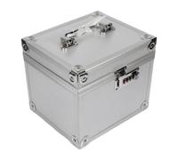 Yunmeryker Estuche para Tarjetas Clasificadas Caja Almacenamiento Tarjetas Organizador Coleccionista Expositor Rígido de Aluminio con Pestillo Bloqueable Y Inter, Plata