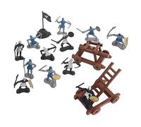 Yunmeryker Figuras de Medievales Juguetes de Caballeros Mini Modelos con Carros y Bandera Plástico Seguro Resistente a Caídas para, a