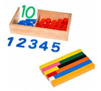 Yunmeryker Juego de de Madera, Material Didáctico Educativo para Edades 3-6, Set de Números y Fichas Matemáticas, 19,5x10x4 cm, Números y Fichas (Barras Peque