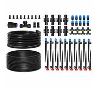 Yunmeryker Kit de Riego por Goteo Automático, Doble Tubo 12×10m + 4×60m, Goteros para Jardinería y Huerto, Método de Riego para Macetas y Plantas, Estilo Europeo, Conexión Rápid
