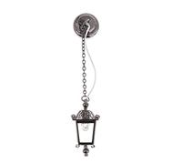 Yunmeryker Lámpara de Techo para Casa de Muñecas Miniatura LED Negra Retro Accesorios Escala 1/12 Metal Interruptor Real Aplicable para Casas de Muñecas