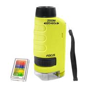 Yunmeryker Microscopio de Bolsillo Microscopio Portátil Juguete Educativo Científico Mini Lupa con Luz para Observar Naturaleza Hecho en PP Adecuado para Niños E, Amarillo con espécimen