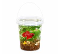 Yunmeryker Mini Pecera Autocirculante, pecera Escritorio para Principiantes, Kit Completo Plástico, Botella ecológica portátil con Arena Dorada y Cola de Caballo (Grande)